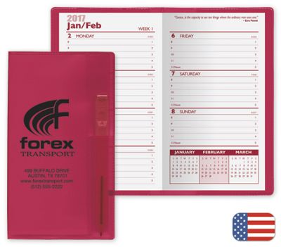 3 3/4 x 6 5/16 2017 Translucent Vinyl Weekly Planner w/ Flat Pen