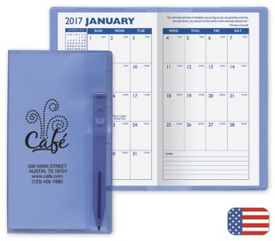 2017 Translucent Vinyl Monthly Planner w/flat Pen