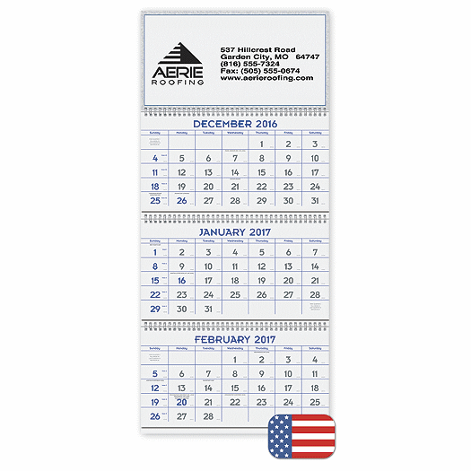 3 month Commercial Blue & Gray Calendar - Office and Business Supplies Online - Ipayo.com