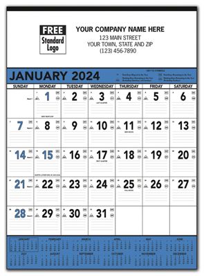 18 x 25 2017 Blue & Black Contractors Memo Calendar