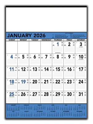 2017 Blue & Black Contractors Memo Calendar