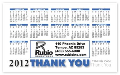Blue Thank You Magnet Calendar