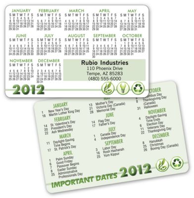 Eco Friendly Standard Wallet Calendar