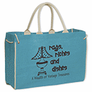 Earth-friendly tote is made from jute a sustainable the perfect take-along for trips to the market, mall and more. Eco-friendly alternative to plastic shopping bags.  Reusable tote for groceries and shopping treasures promotes your business message.