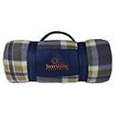 Cozy up with this classic plaid travel blanket. Comes with handy removable carrying strap. Quality Construction! Made of polyester polar fleece material. Size: 59 w x 51 1/8 h