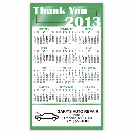 Green Thank You Magnet Calendar - Office and Business Supplies Online - Ipayo.com