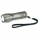 Stay on track with this Metal LED Flashlight that can hang on your wrist when not in use. Comes With Batteries! AAA batteries included. LED: Single while LED light Flashlight Includes:  wrist strap