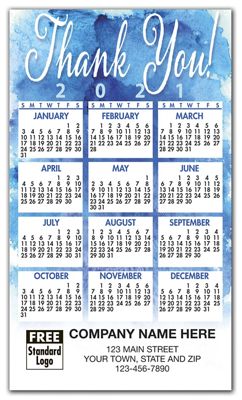 2 7/8  x 4 15/16 2017 Blue Thank You Magnet Calendar