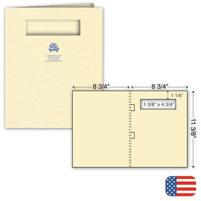 8 3/4 x 11 3/8 Side-Staple Report Cover – Ink Imprint – w/window