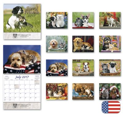 10 3/8 x 10 2017 Cats & Dogs Wall Calendar – Spiral