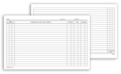 5 X 8 Continuation Exam Records, Card Style, with Account Record