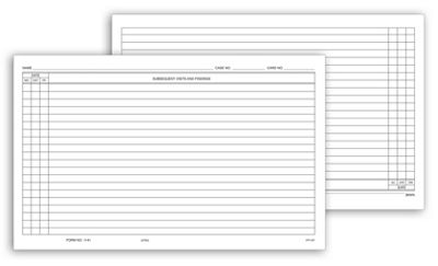 5 X 8 Continuation Exam Records, Card Style, w/o Account Record