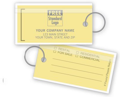 Real Estate Key Tags, Yellow - Office and Business Supplies Online - Ipayo.com