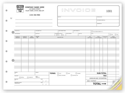 11 x 8 1/2 Classic, Wide Body Wholesalers Invoices