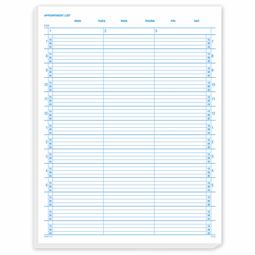 Appointment List-3 Column 15 Min 7-5:45
