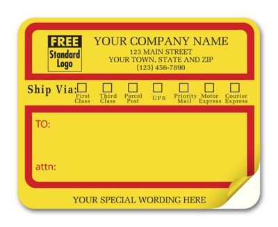 4 3/4 x 3 3/4 Jumbo Mailing Labels w/  Ship Via  Check Boxes, Padded