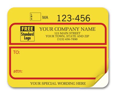 Jumbo Shipping Labels w/ UPS #, Padded, Yellow w/ Red