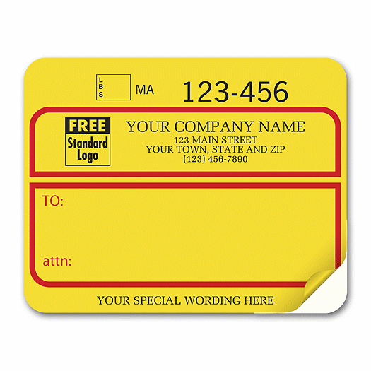 Jumbo Shipping Labels w/ UPS #, Padded, Yellow w/ Red - Office and Business Supplies Online - Ipayo.com