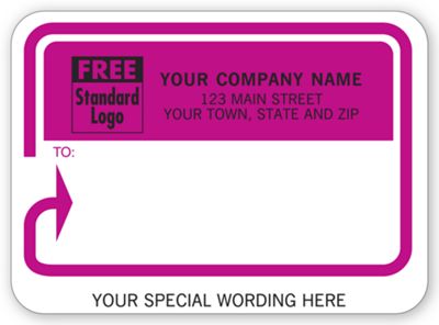 3 7/8 x 2 13/16 Mailing Labels, Padded, White w/ Pink Return Address