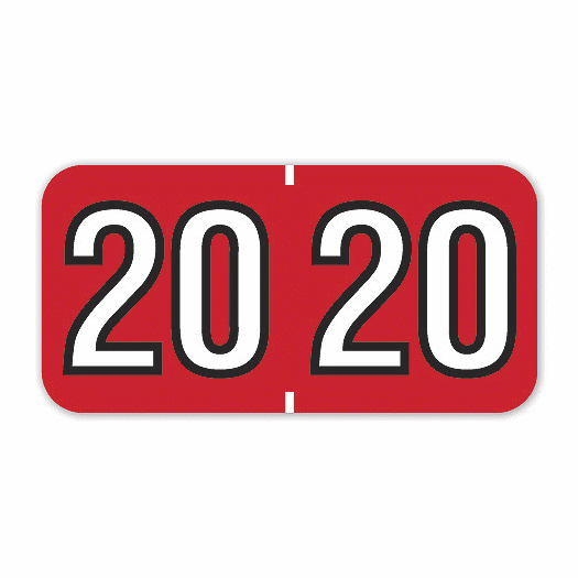 2020 Barkley End Tab Compatible Year Label Rolls Red 120720