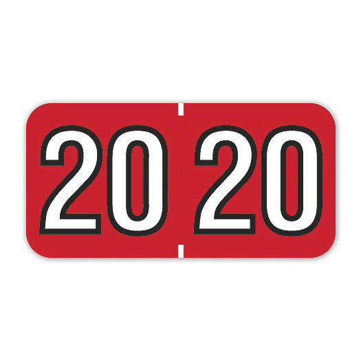 2020 Barkley End Tab Compatible Year Label Rolls Red