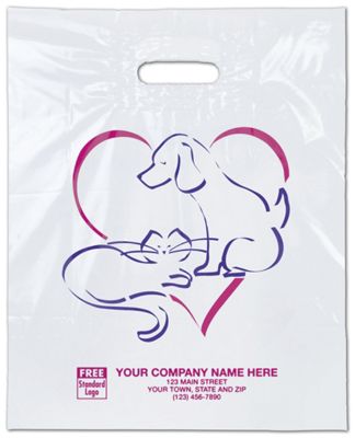 Economical Supply Bags  Heart Logo with Pets , 11 x 15