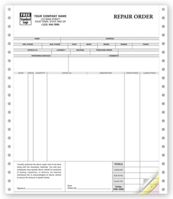 Repair Orders, Continuous, Classic