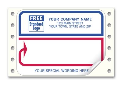 3 7/8 x 2 7/8 Mailing Labels, Continuous, White with Blue/Red Borders