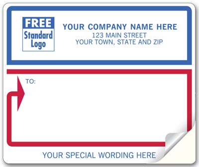 4 x 3 1/3 Mailing Labels, Laser/Inkjet, White with Blue/Red Border