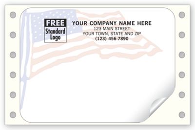 3 7/8 x 2 7/8 American Flag Mailing Labels, Continuous, White