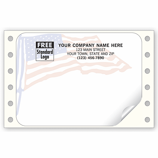 American Flag Mailing Labels, Continuous, White