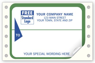 3 7/8 x 2 7/8 Mailing Labels, Continuous, White w/ Green Border
