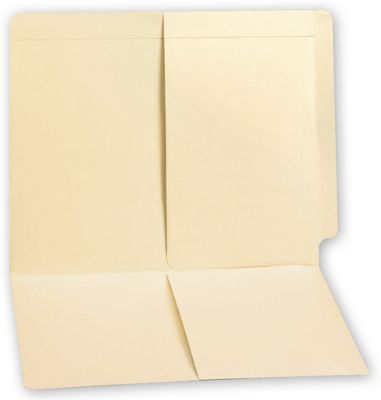 12 1/4  X 9 1/2 End Tab Folders, Manila, 11pt, 2 Half Pocket, No Fastener