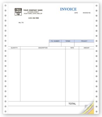 8 1/2 x 11 Service Invoices, Continuous, Classic