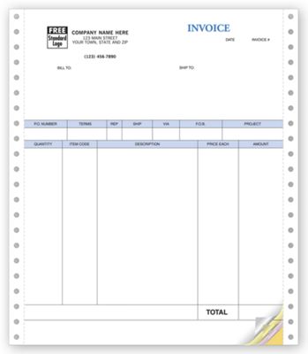 8 1/2 x 11 Product Invoices, Continuous, Classic