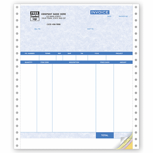 Product Invoices Continuous Parchment Packing List 13051BG