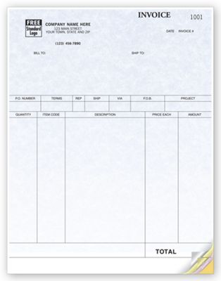 8 1/2 x 11 Product Invoices, Laser, Parchment