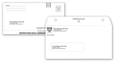 Mailing 9 x 4 1/2 , Return 7 1/2 x 3 5/8 Combination, Mailer and Return Envelope