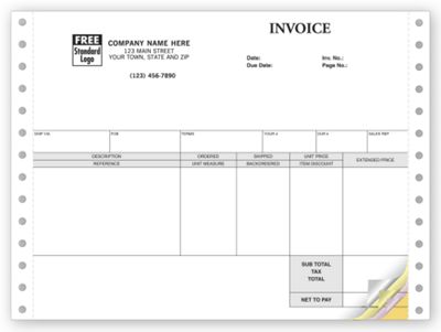 8 1/2 x 7 Invoices, Continuous, Classic