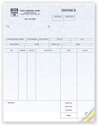 8 1/2 x 11 Inventory Invoices, Laser, Parchment