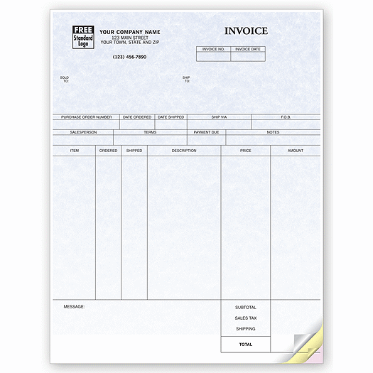 Inventory Invoices, Laser, Parchment