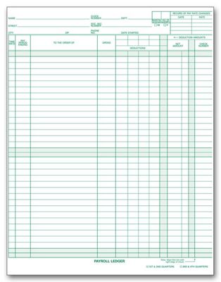 11 X 8 1/2 Payroll/Expense Ledger