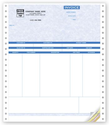 8 1/2 x 11 Product Invoices, Continuous, Parchment