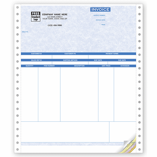 Product Invoices, Continuous, Parchment