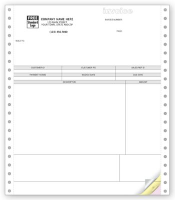 8 1/2 x 11 Service Invoices, Continuous, Classic