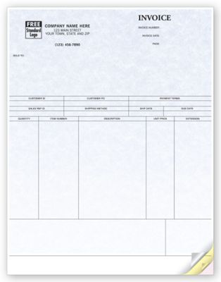 8 1/2 x 11 Product Invoices, Laser, Parchment