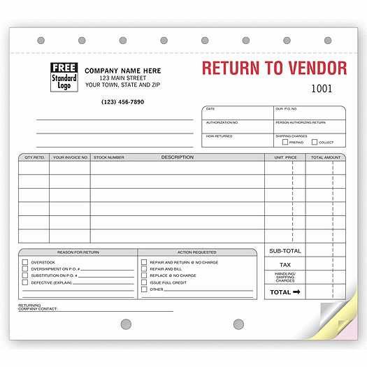 Return to Vendor Forms Sets - Office and Business Supplies Online - Ipayo.com