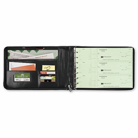 3-On-A-Page Zippered Leather Look Vinyl Portfolio - Office and Business Supplies Online - Ipayo.com