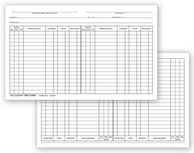 Account Record Billing Card, Double Entry
