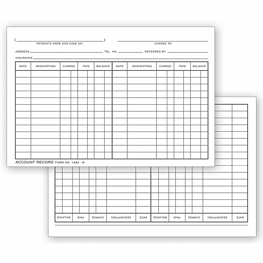 Account Record Billing Card, Double Entry